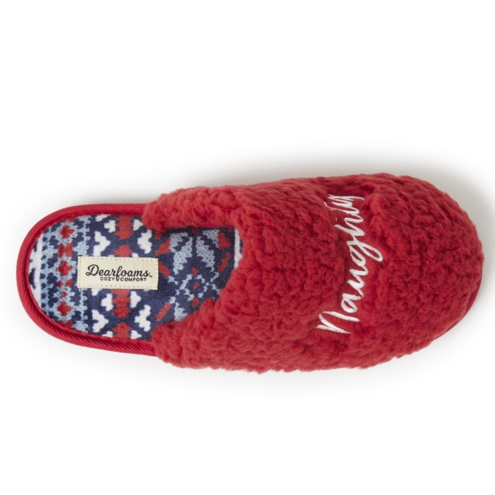 Dearfoams Cozy Comfort Women's Naughty & Nice Slippers - Picture 3 of 5